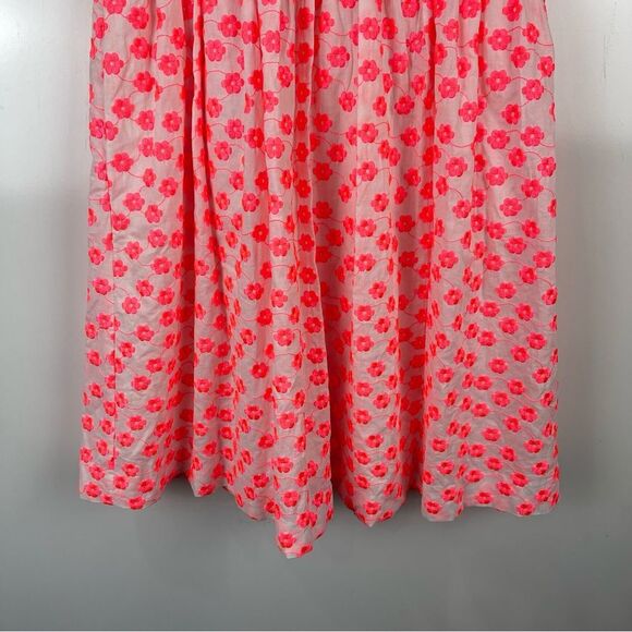 J. Crew Sleeveless Embroidered Pink Floral Dress Pockets Fit Flare Women's Sz 6 - Picture 5 of 9